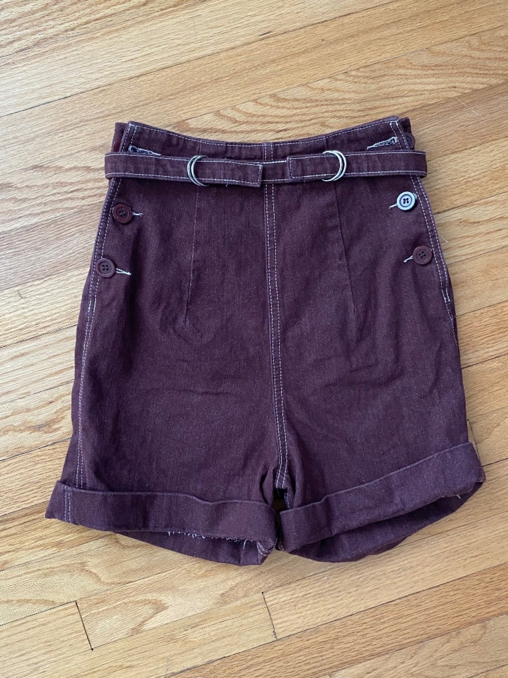 Freddies of Pinewood Chorus Girl High Waist Shorts - Brown Denim